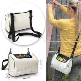 FifthStart Wearable Peg Bag With Double Clips, Shoulder & Waist Strap. Durable As A Peg Basket. An Ideal Mesh Based Peg Bag For Washing Line With Hanger. Holds 300 Pegs (Open Mesh Base, Beige)