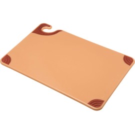 San Jamar Saf-T-Grip Plastic Cutting Board with Safety Hook, 12" x 18" x 0.5", Brown, (Pack of 6)