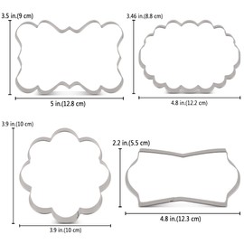 LILIAO Large Frame Plaque Cookie Cutter Set Sandwich Biscuit Cutters, 4-pc, Stainless Steel, by J.Cookies