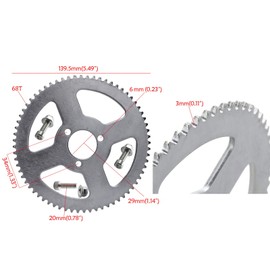 REBEKAMODS 68T 25H Chain Sprockets, Mini Bike Rear Sprocket 29mm Bore for 47cc 49cc Moped Scooter Mini Pocket Bike ATV Quad (3 Holes)