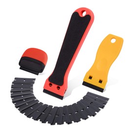 FOSHIO Plastic Razor Blades 200PCS Double Edged 1.5 Inch Suit for Razor Blade Scraper, Plastic Scraper for Remove Decals Stickers Adhesive Label and Glass Clean, Black