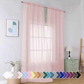 Simplebrand Blush Sheer Curtains 96 Inches Long, Light Filtering Light Purple Rod Pocket Solid Color Window Sheer Curtain Panels, Elegant Curtains & Drapes for Living Room, Bedroom 2 Panels, 42" W
