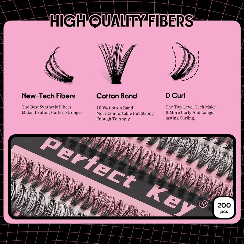 Perfect Key 200 Clusters Natural Look Eyelash Extensions Wispy Lash