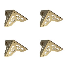 4Pcs Brass Corner Protectors Right Angle Brackets Brass Antique Edge Cover for Box Cabinet Table Chair, 65 x 65 x 65mm, Gold