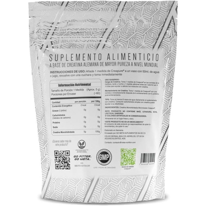 Creatina Monohidratada Alemana Creapure®, 300g, 60 servicios