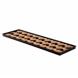 Anji Mountain Rubber Boot/Shoe Tray with Coir, Fits 4 Pair (46.5"" Wide), Tan and Black Chevron Insert (AMB0BT4F-011)