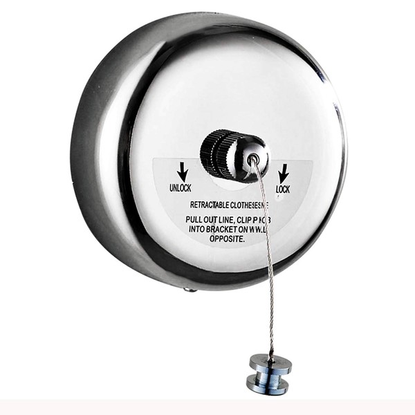 Retractable and adjustable washing line, 9.2 feet (silver)