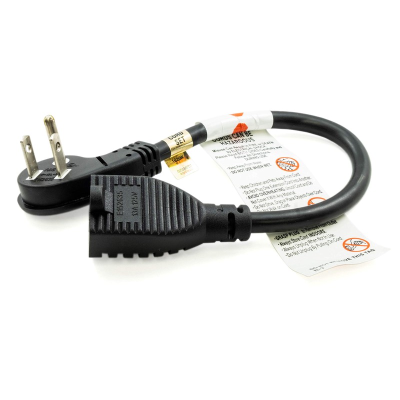 PTC 1ft Ultra Low Profile Angle NEMA 5-15P to 5-15R