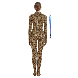 Full Bodysuit With Zipper Helper Womens Costume Without Hood Spandex Stretch Zentai Unitard Body Suit (X-Large, Leopard)
