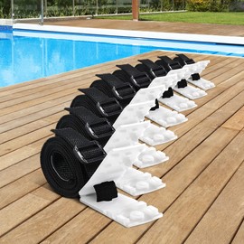 ALFORDSON Pool Cover Roller 8PCS Straps Kit Solar Swimming Pool Blanket Attachment for Pool Cover Reel, 8 Sets Replacement Clips & Nylon Straps for Inground Pools, Black