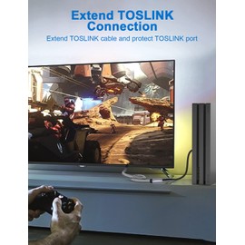 SOUNDFAM Optical Extension Cable 3Ft/1M, Optical Audio Cable Male to Female Toslink Optical Cable Hi-Fi Sound Digital Audio Optical Cable for Home Theater, Sound Bar, TV-Grey (6ft/2M)