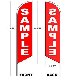 4LessCo TATTOO - Windless Swooper Flag Feather Banner Sign 15 ft Tall Pole Spike Kit kf-h,black