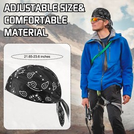 BAOZOON 8 Pcs Do Rag Skull Caps for Men Sweat Wicking Doo Rags Head Wraps Cooling Helmet Liner Cycling Motorcycle Bandana, Fashion Style, One Size
