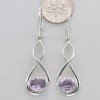 Amber America Facetted Oval Purple AMETHYST Leverback Swirl Earrings 925