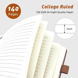 LEAGIM Lined Spiral Journal Notebook for Women & Men, College Ruled Hardcover Notebook for Work & Note Taking, Journals for Writing, 100 GSM, Business, School, 140 Pages, A5(5.8"x8.5") - Brown