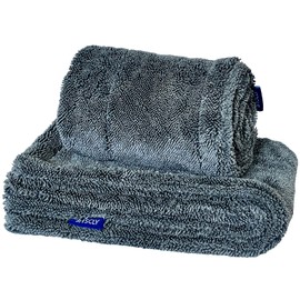 SHSCLY Microfiber Car Wash Towel, Super Water Absorbent, Cloth, Double Sided, Compact Size, Gray, 11.8 x 19.7 inches (30 x 50 cm), Pack of 2