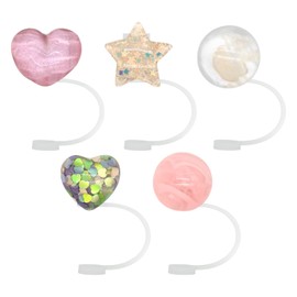 5P Cute Star Straw Lids - Reusable Silicone Straw Covers
