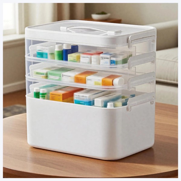 Funflare Medicine Cabinet Organizer Portable with Handle Empty First Aid