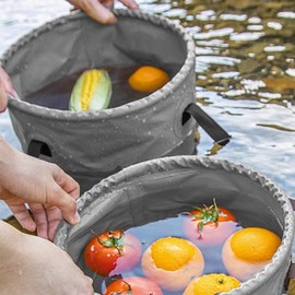 Baiao Water Storage Collapsible Bucket 5 Gallon Bucket, Portable Collapsible Bucket with Handle, Folding Water Container for Fishing Camping Beach Hiking Home Travel Car Washing(20L) (Grey)