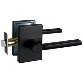 NEWBANG Passage Door Levers Interior Heavy Duty Square Door Handles, Hall/Closet Non-Locking Levers for Passage or Closet Door in Matte Black Finish MDC894-DB-PS-1P
