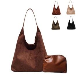 Leather Tote Bag for Women Hobo Bags for Women Retro Slouchy Bag Office Shoulder Bag Retro Style Handbag for Travel & Work (Coffee)