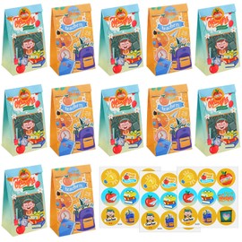 Glavatrix 12 Pcs Teacher Appreciation Candy Bag with Sticker, Thank You Teacher Party Favor Treat Bags, Kraft Paper Goodie Bags for Teachers' Day