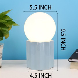 SYLW Modern Ceramics Table Lamp Blue Ceramic Base White Jade Round Ball Glass Accent Lamp