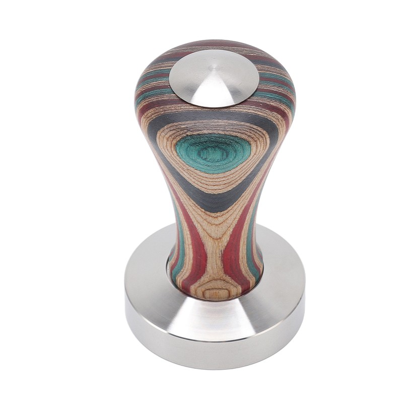 Colorful Wood Coffee Flat Tamper Stainless Steel Base Powder Hammer