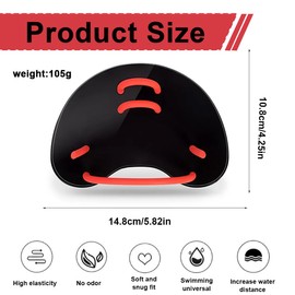 Hand Paddle for Swimmers, Sailfish Flat Paddles, Classic Swimming Paddles, Round Rubber Bands, Swimming Pool Paddle with Adjustable Straps, Uncovered Palm, 14.8 x 10.8 x 0.3 cm, Black