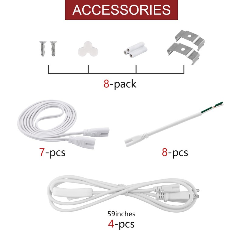 Kihung (8 Pack LED T5 3FT Tube Light Fixture, 15W,
