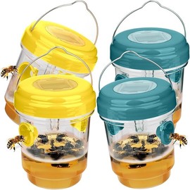 YJOO Solar Wasp Traps – Solar-Powered LED Insect Catchers for Outdoor, Patio & Yard – Reusable & Weatherproof Hanging Insect Trap for Garden, Reusable Outdoor Catcher for Bees, Hornets, Yellow Jackets