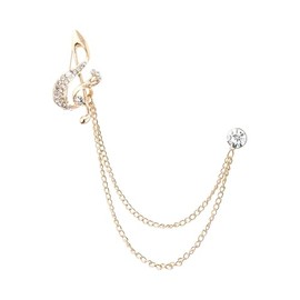 Rhinestone Music Note Brooch Lapel Pin for Women Men Musical Gifts Hanging Chain Collar Brooch Pins for Suits Hat Scarf Dress Accessories Gold Music Brooches for Girls