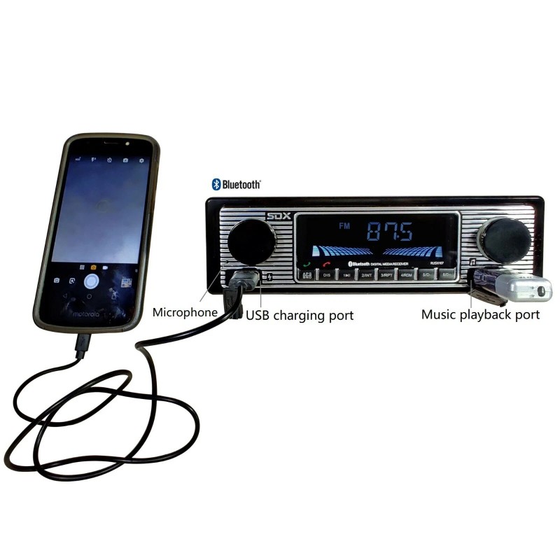 SDX Vintage Bluetooth Car Head Unit Receiver MP3 Player AUX