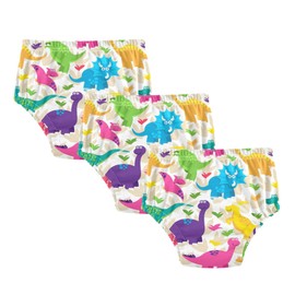 Mazeann Dinosaur Cartoon Colorful Toddler Potty Training Underwear Cotton Absorbent Soft Baby Girl Boy Potty Training Pant 3t