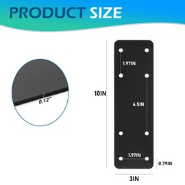 4pcs 10"X3" Straight Steel Plate,I Flat Mending Plate for Wood 4x4,6x6 Lumber,Black Powder Coated Heavy Duty Pergola Brackets,I Beam Bracket,I Truss Bracket,I Shape Post to Beam Connectors…