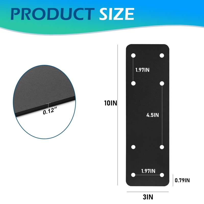 4pcs 10"X3" Straight Steel Plate,I Flat Mending Plate for Wood