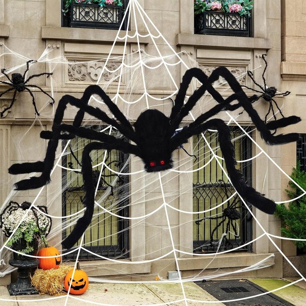 Muorruo 5 m Giant Spider Web, 150 cm Hairy Spider
