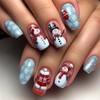 Cute Snowman Press on Nails Winter Medium Square Fake Nails