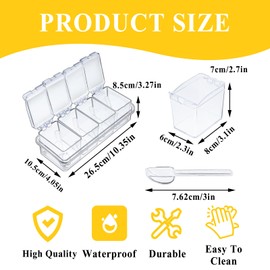 Tobeelec 4 Pcs Clear Seasoning Box with Spoon, 16 Pcs Kitchen Seasoning Spice Pots Acrylic Spice Storage Containers Condiment Jars Clear Spice Jars with Cover for Salt Candy Cruet Sugar
