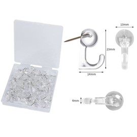 DERAYEE 50 Pcs Thumb Tacks Push Pins Wall Hanging Book Tacks Pins Iron Fastening Nail Hooks for File Card Album Scrapbooking Decoration (Clear)