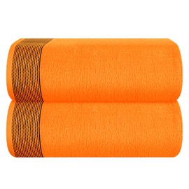 Belizzi Home Cotton 2 Pack Oversized Bath Sheet 35 x 70, Large Bath Sheet, Ultra Absorbent, Compact, Eco-Friendly and 100% Recyclable, Quick Drying and Lightweight Towel - Orange