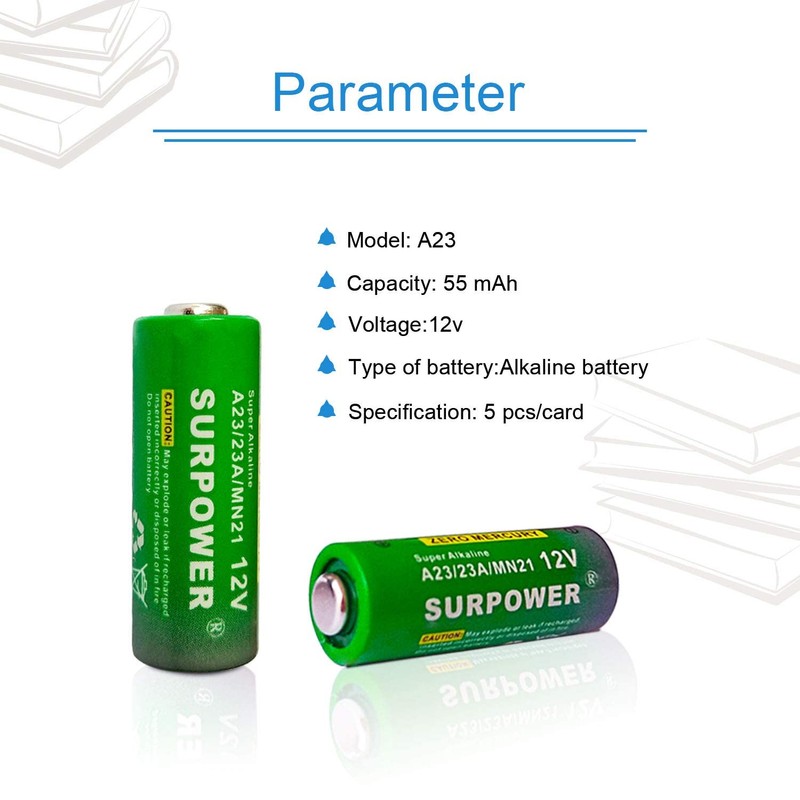 【5-Year Warranty】SURPOWER A23 23A 23AE 12v Alkaline Battery A23s -5
