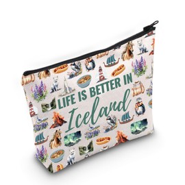 WCGXKO Iceland Souvenir Makeup Bag Iceland Themed Gift Iceland Trip Gift Iceland Culture Gift (Iceland Bag CA)