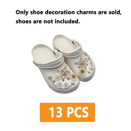 Traziewell Flower Shoe Charm Crystal Shoe Charms Shoe Decoration Charm Diamond Wrist Strap Accessories Sandal Decorations Pearl Flowers DIY Decorative Shoe Buckles SDC00208