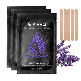 Vivva 300g Hard Wax Beans,Wax Beads With 10pcs Waxing Stick for Hair Removal Bikini Brazilian Waxing (Lavender)
