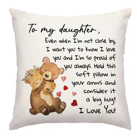 RABUSOFA to My Daughter Pillow Cover 18 x 18 Inch Lady Girls Birthday Throw Cushion Case from Mum Dad