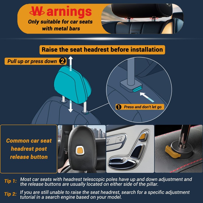 zorunowa Car Headrest Pillow, Thickened Memory Foam Road Pal Headrest,