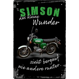 Geschenkeparadies 24 Decorative Tin Sign 20 x 30 cm Simson das kleine Wunder zieht bergauf wie andere runter.