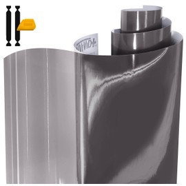 VViViD Air-Tint Extra-Wide Headlight Taillight Vinyl Tint Wrap 16 Inch x 48 Inch Roll Including Yellow Detailer Squeegee & 2X Black Felt Edge Decals (Smoke Black)