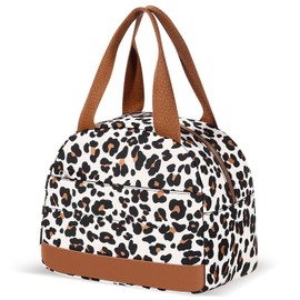 MIAOJIE Lunch Box Lunch Bag for Women Men, Leakproof, Insulated Lunch Box Tote with Large Capacity, Lunch Container for Work/Office (M-Small Leopard Print)